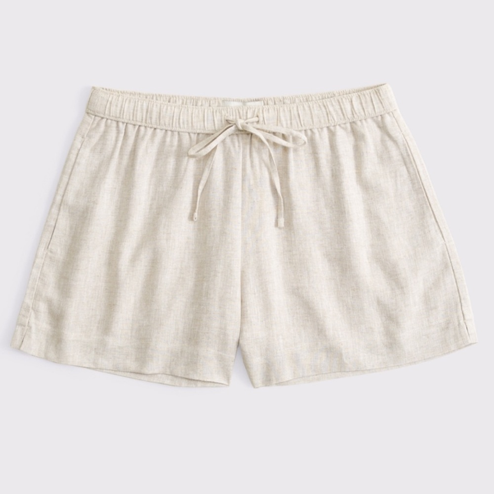 Abercrombie & Fitch Mid Rise Linen-Blend Pull-On Short